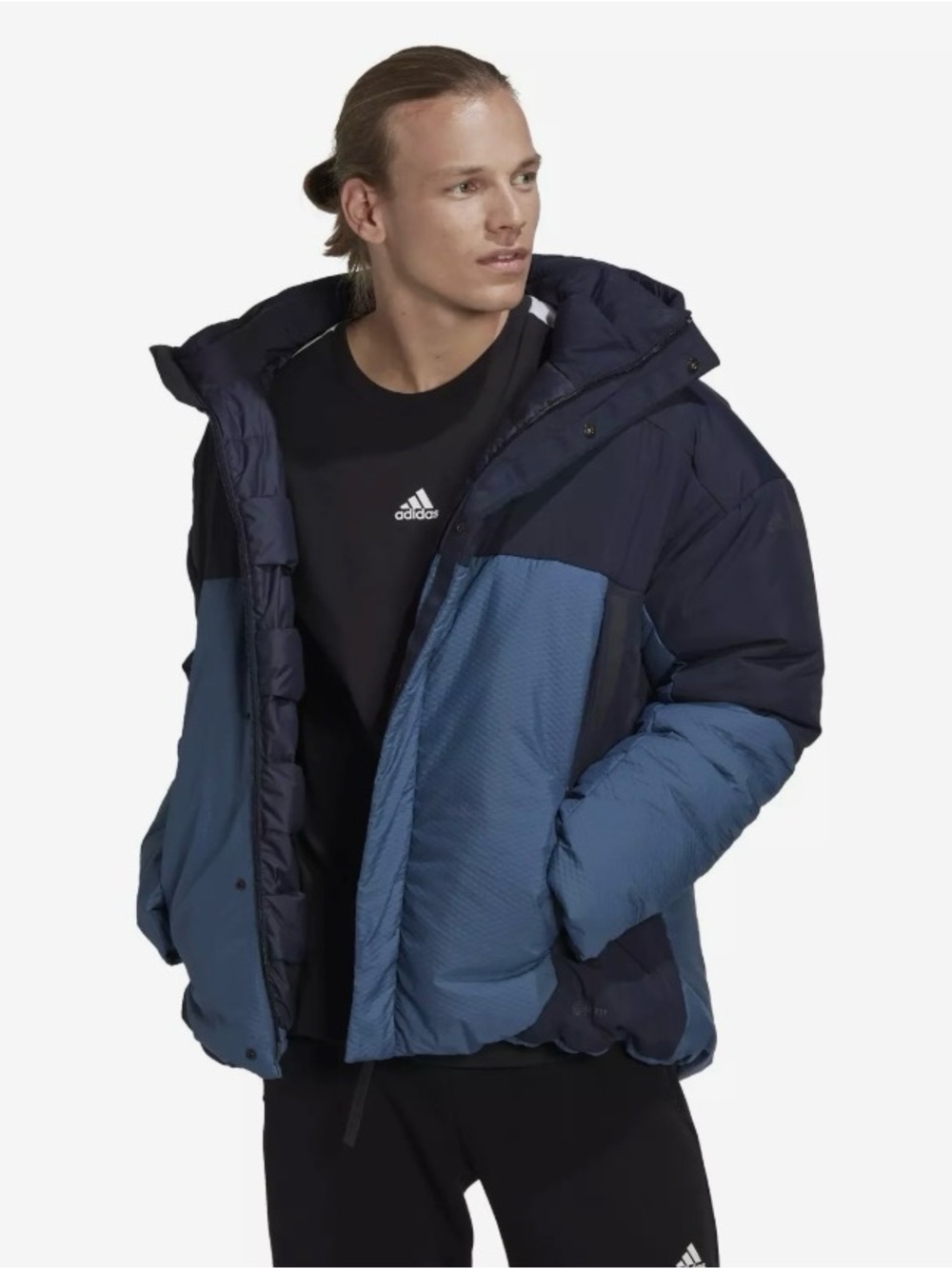 adidas Men's Blue Hooded Puffer Jacket TERREX